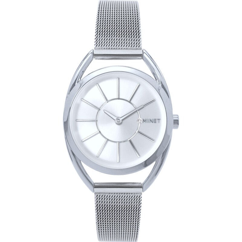 MINET Stříbrné dámské hodinky ICON SILVER s ocelovým řemínkem