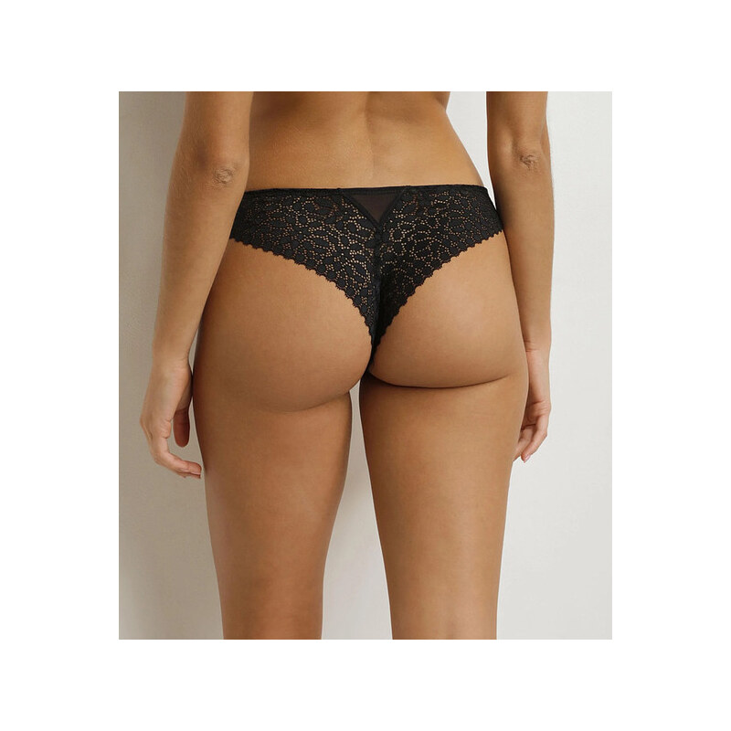 Dámská krajková tanga DAILY model 21337645 THONG černá - DIM