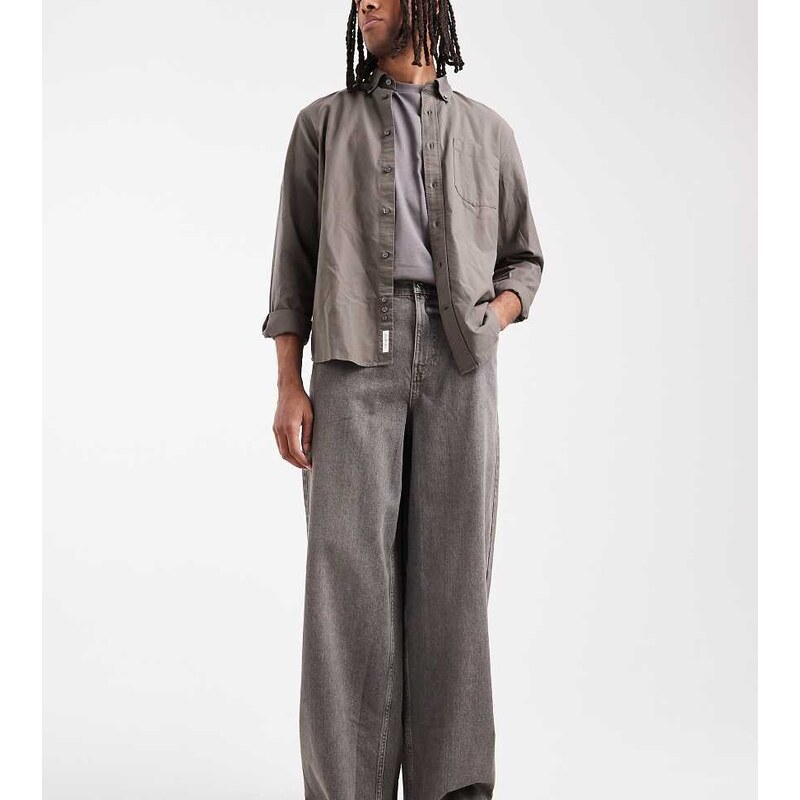 COLLUSION X003 wide leg mid rise jean in washed grey