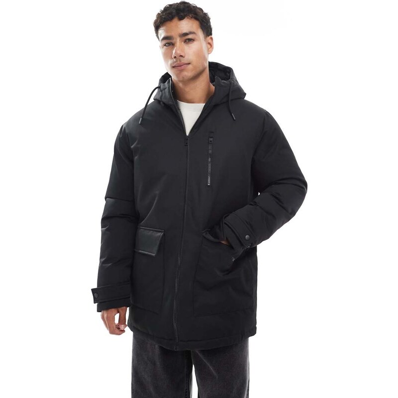Jack & Jones parka jacket in black