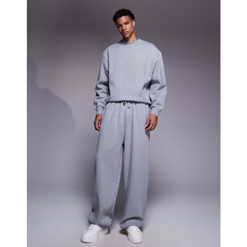 ASOS DESIGN premium heavyweight wide leg joggers in 400gsm grey