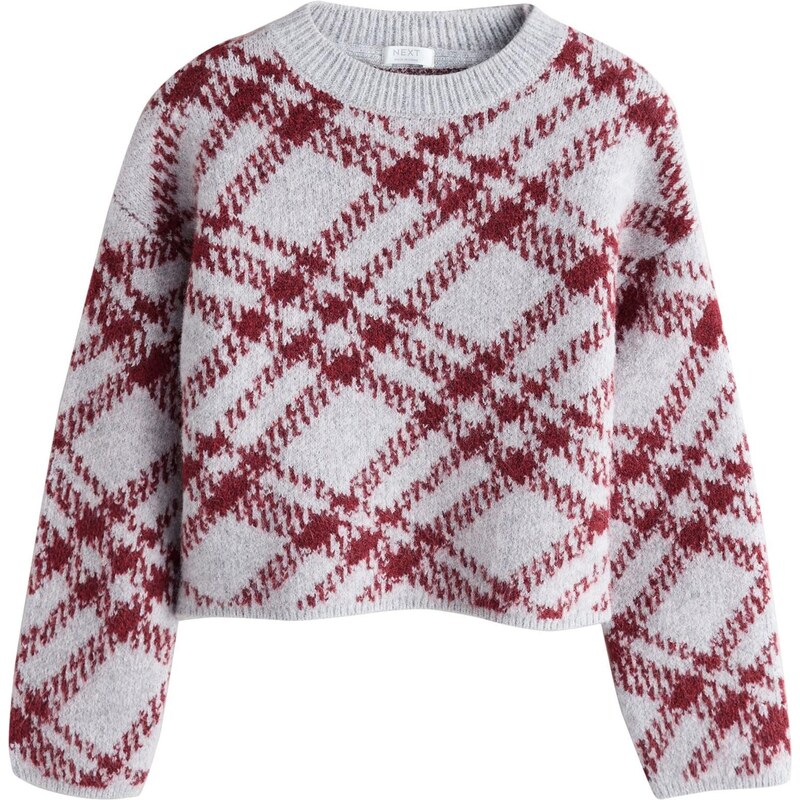 Next Svetr světle šedá / burgundská červeň