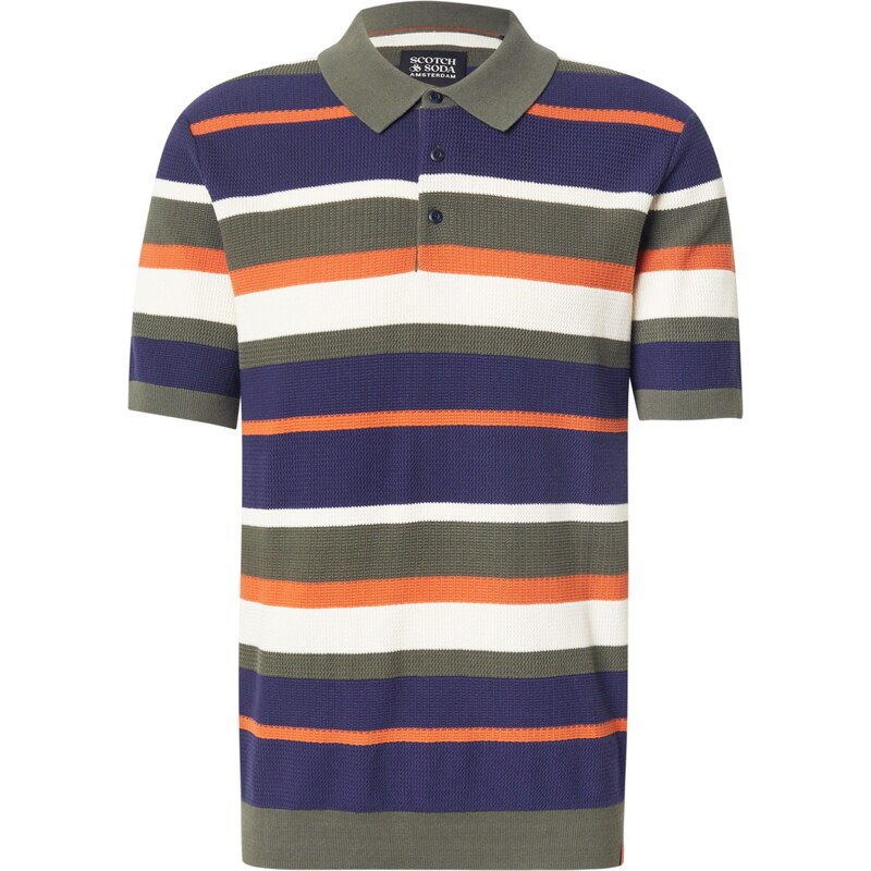SCOTCH & SODA Svetr námořnická modř / olivová / oranžová / bílá
