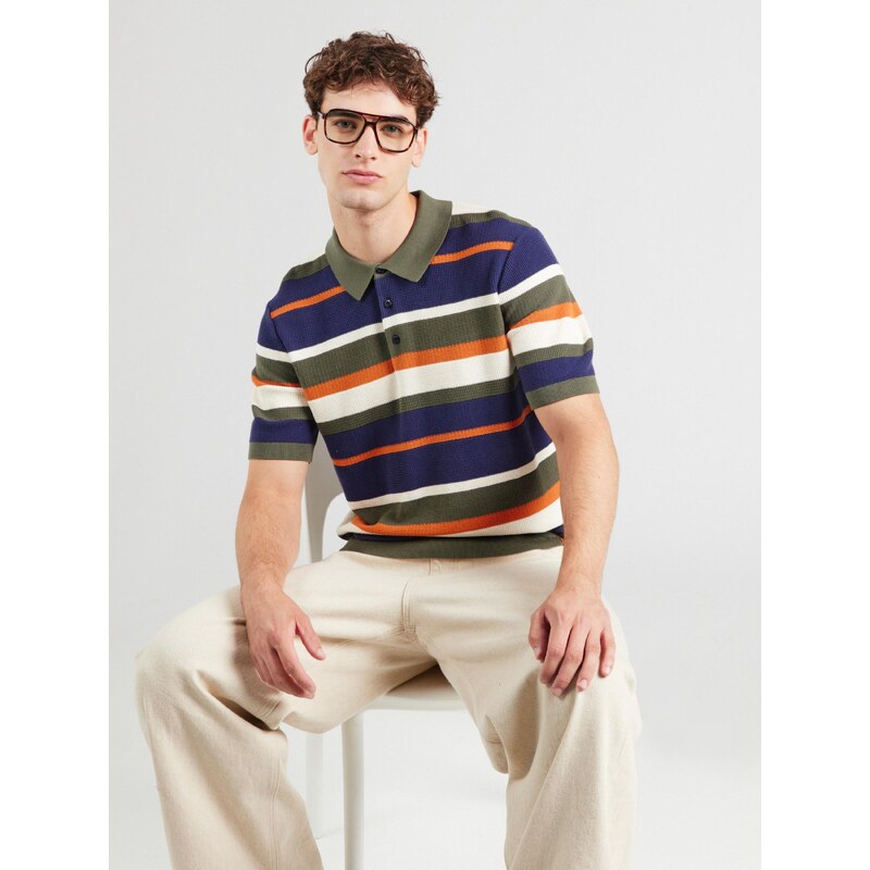 SCOTCH & SODA Svetr námořnická modř / olivová / oranžová / bílá