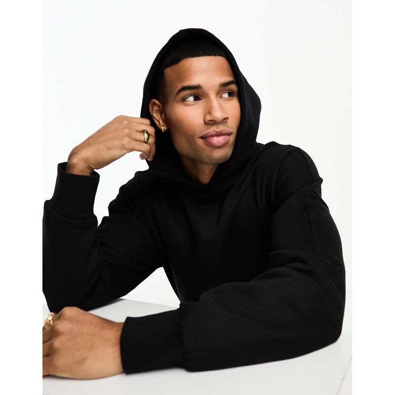 ONLY & SONS oversized heavy weight jersey hoodie in black