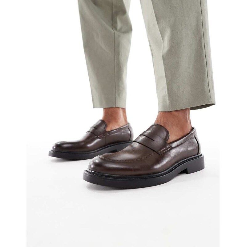 ASOS DESIGN penny loafers in brown