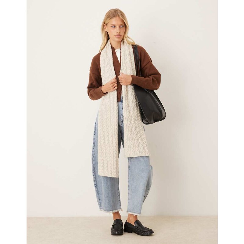 My Accessories cable knit scarf in cream-White 108536155