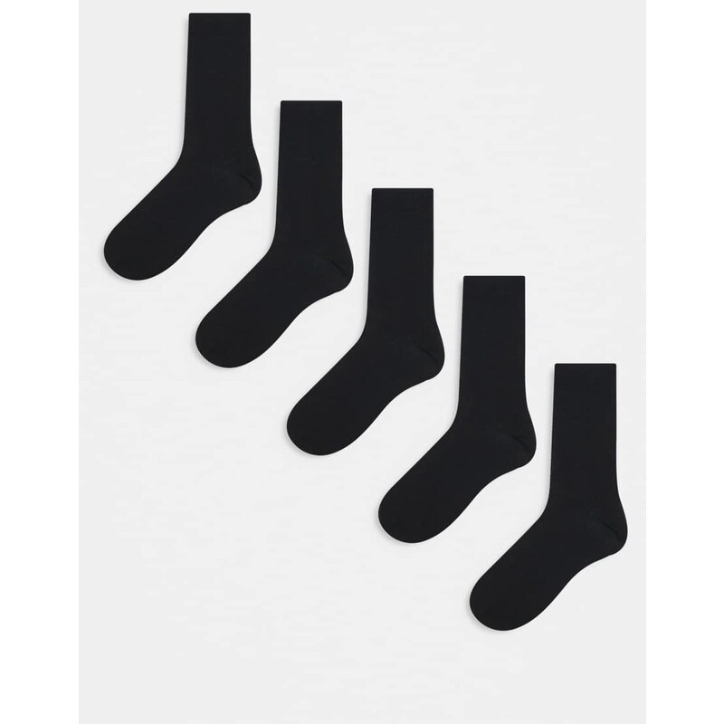 ASOS DESIGN 5 pack cotton rich socks in black 108536180