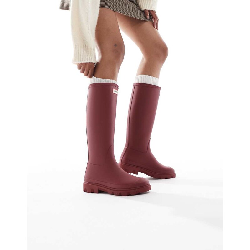 Hunter Downpour tall wellington boot in merlot-Red 108543281