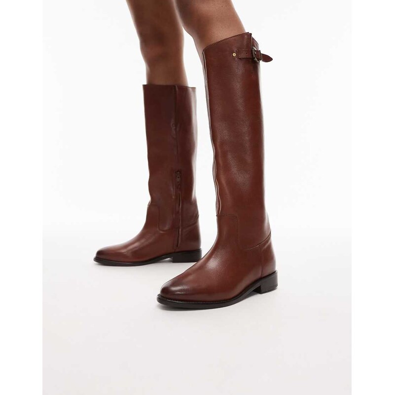 Bronx fe-lise buckle detail riding boot in tan-Brown 108784010