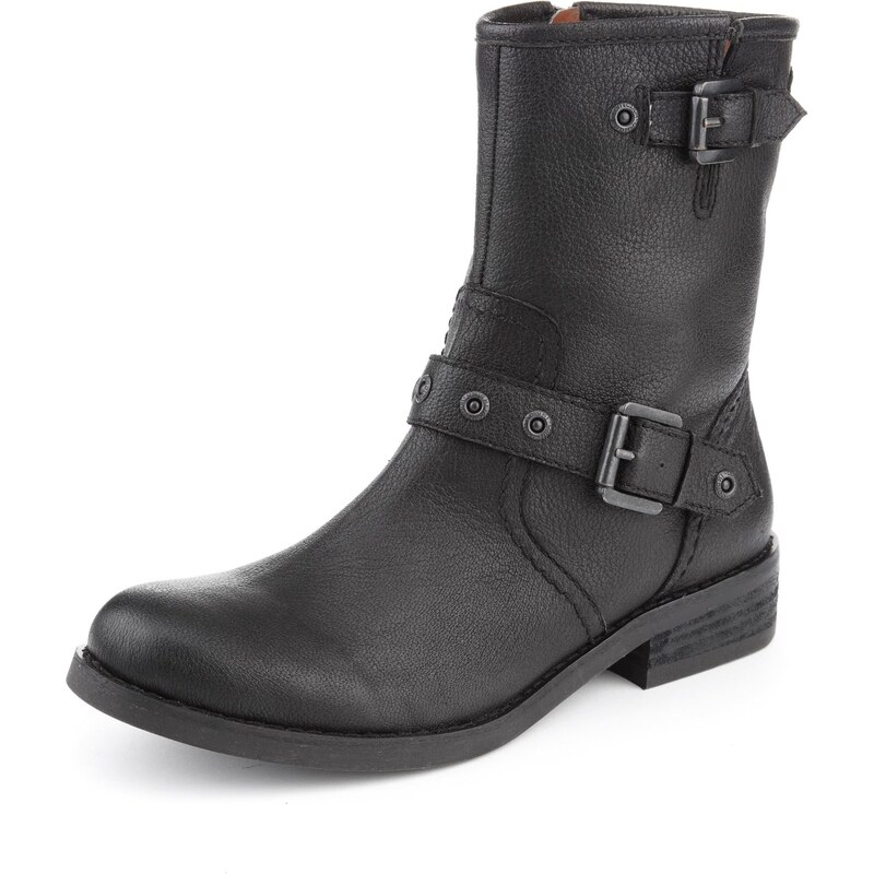 Marks and Spencer Indigo Collection Leather Twin Buckle Biker Boots with Insolia Flex®