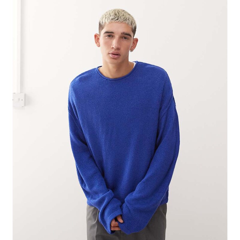 COLLUSION Oversized knitted sweat jumper in blue-Navy