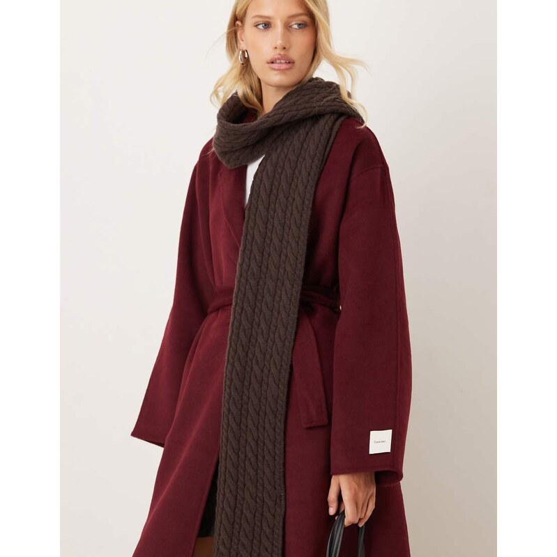My Accessories cable knit scarf in chocolate brown 108555638