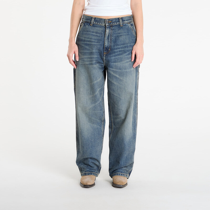 Džíny Carhartt WIP W Brandon Single Knee Pant Blue Worn Used
