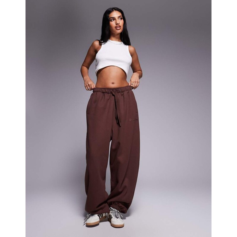 adidas Originals linear logo joggers in brown