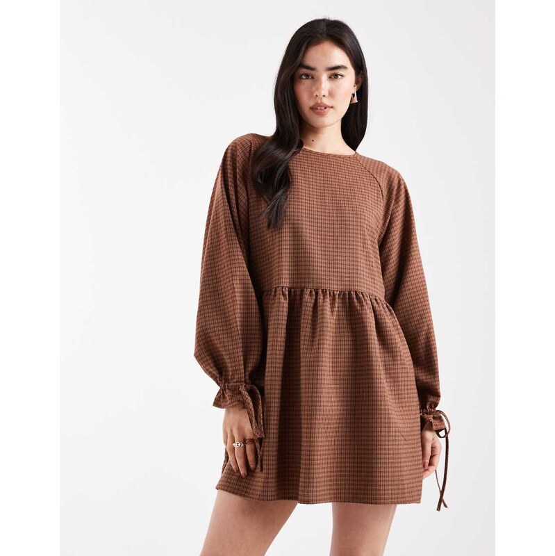 Daisy Street chuck on smock mini dress in red check