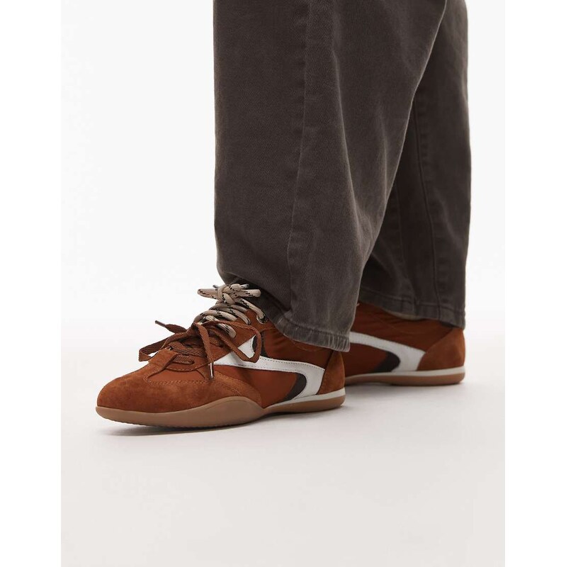 Bronx Park-err leather trainers with contrast laces in camel-Neutral 113136718
