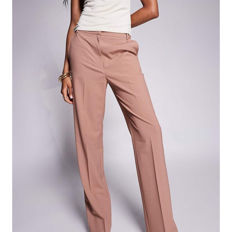 ASOS DESIGN Tall tailored slim straight trousers in mocha