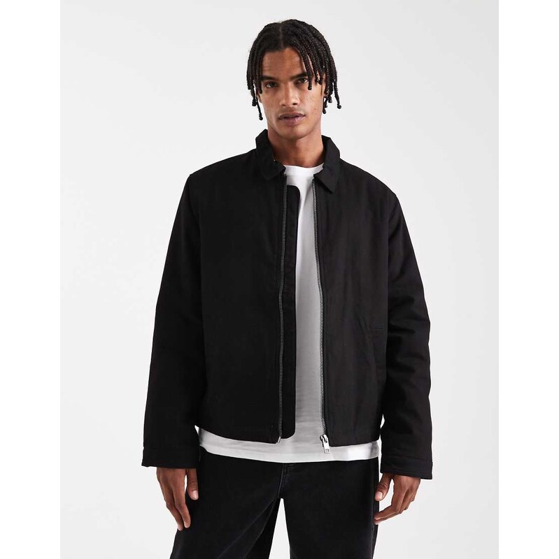 Jack & Jones zip harrington jacket in black