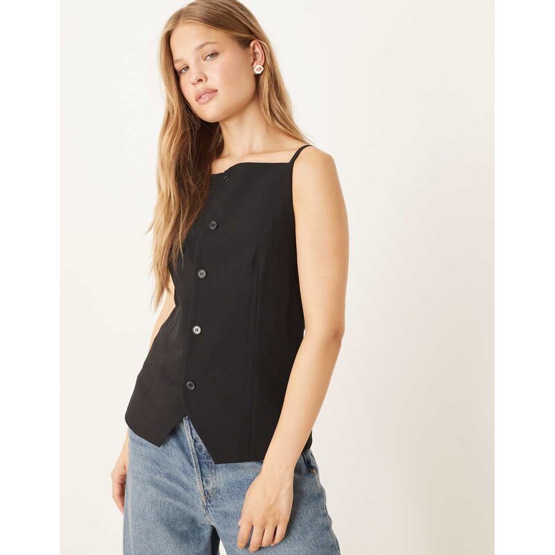 JJXX high neck waistcoat in black 108543249