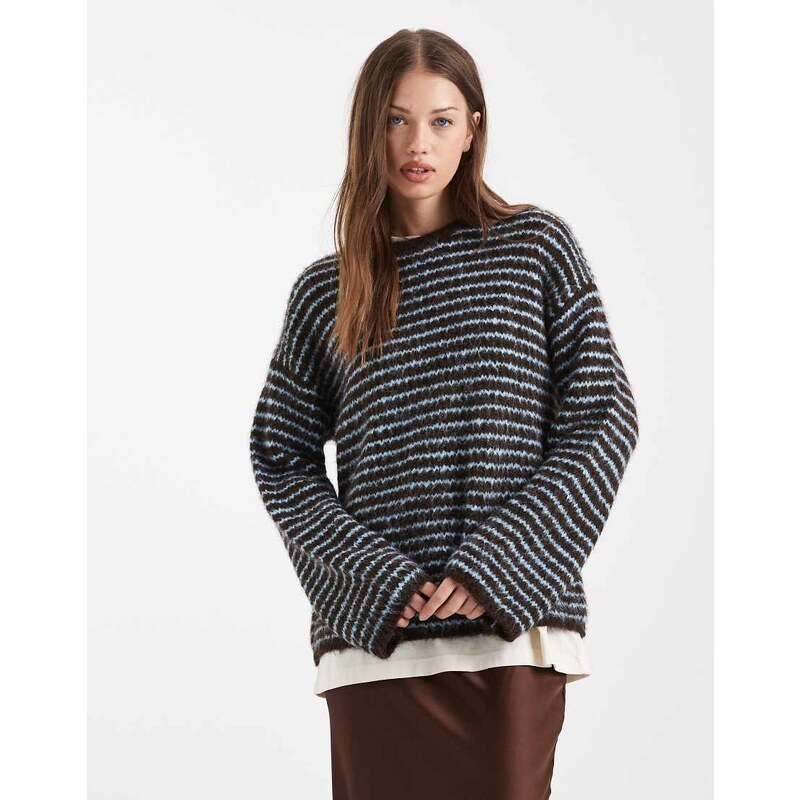 4th & Reckless exclusive wool feel textured wide sleeve crew neck 113881624