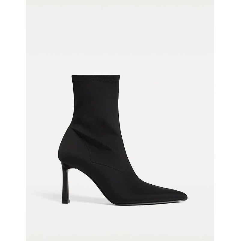 Stradivarius Fabric ankle boots with stiletto heel in black