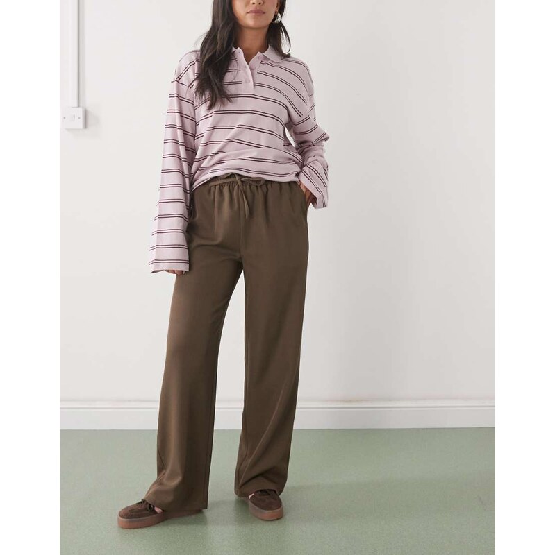 Reclaimed Vintage tailored wide leg trouser in chocolate brown