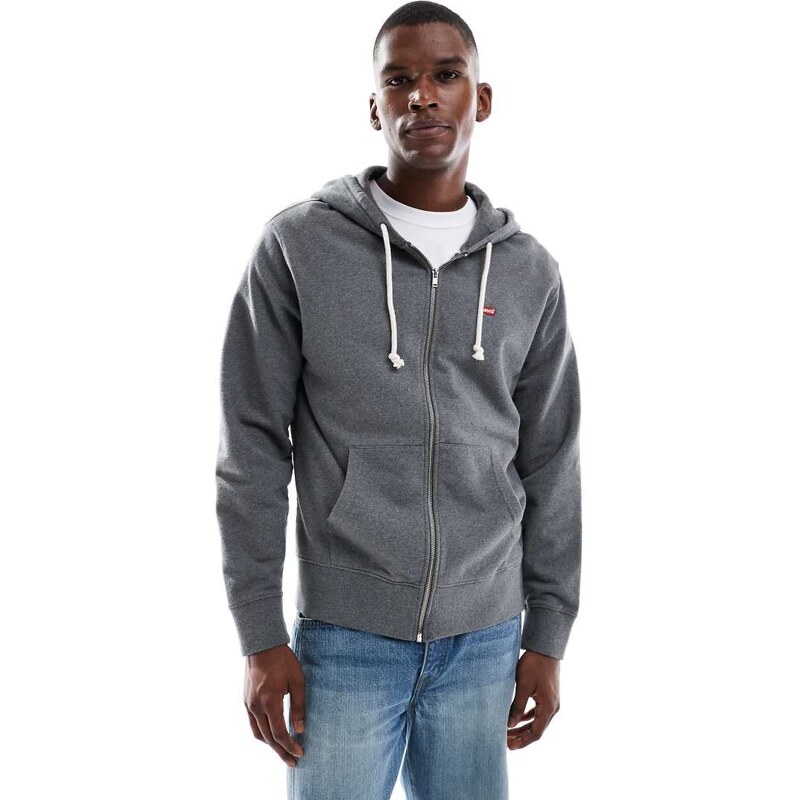 Levis original batwing logo full zip hoodie in charcoal marl