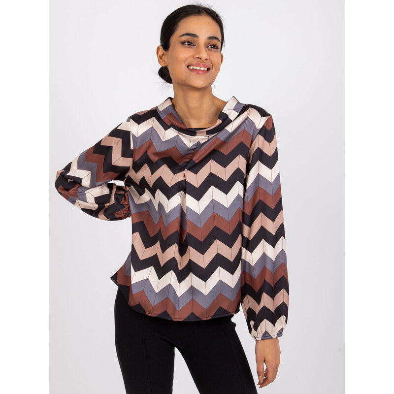 ITALY MODA Hnědo-pudrová cik-cak halenka Silesia -DHJ-BZ-12311