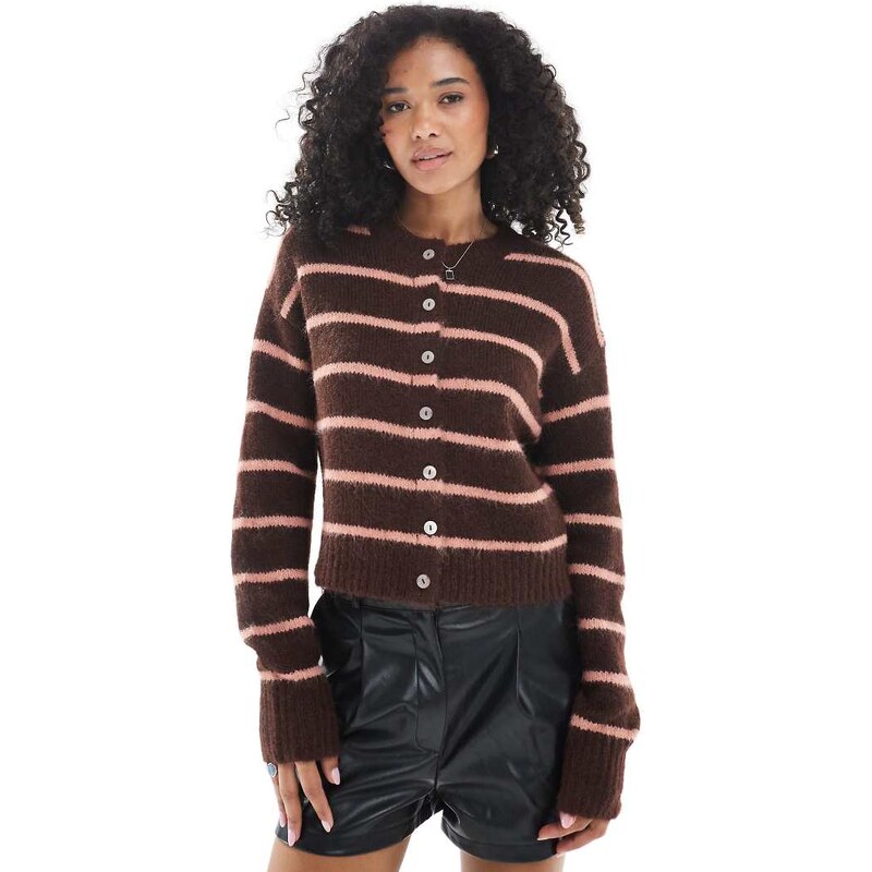 Cotton On lofty luxe crew cardigan in american oak-Multi