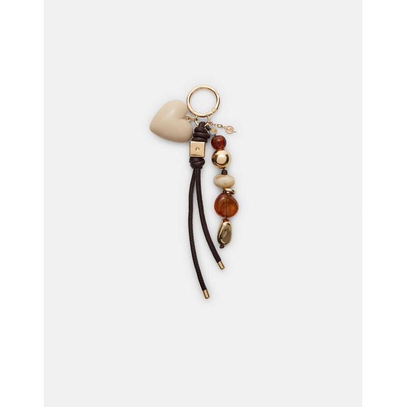 Stradivarius Key ring with beaded heart charm in gold-Yellow 108551610