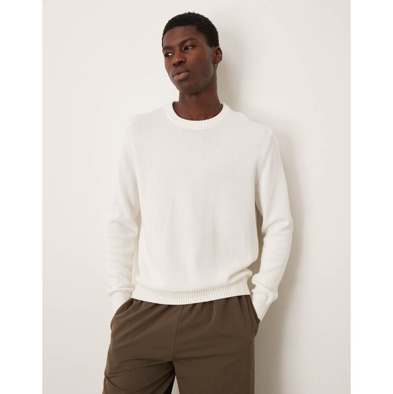 Mango round neck knitted jumper in natural-Neutral