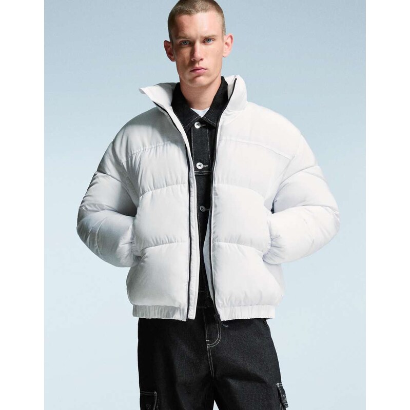 Bershka Technical puffer jacket in white