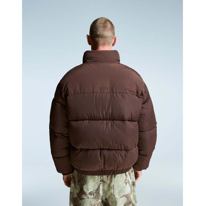 Bershka Technical puffer jacket in brown