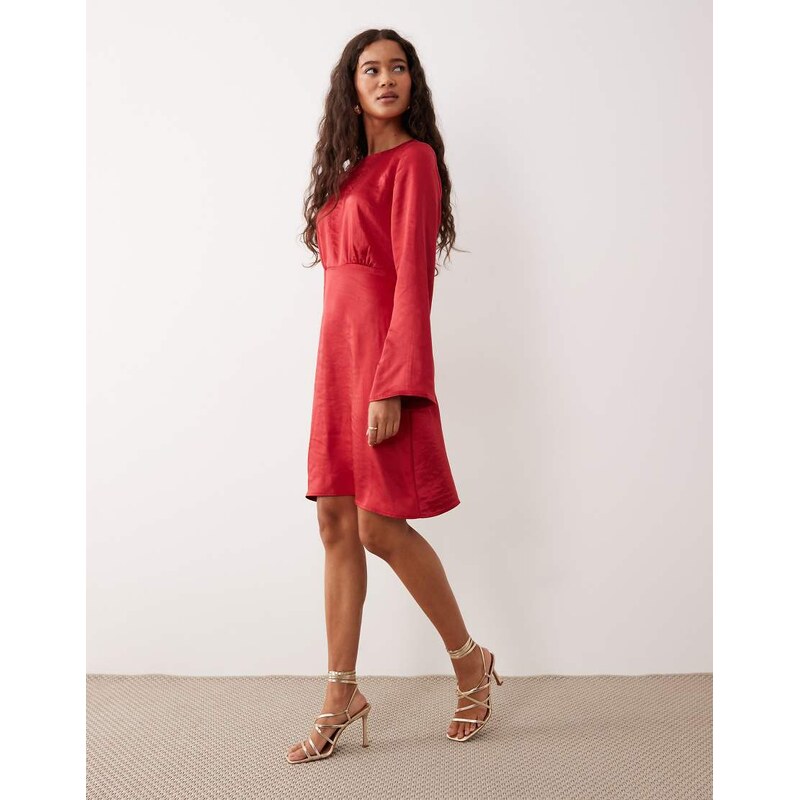 YAS open back satin mini dress in red