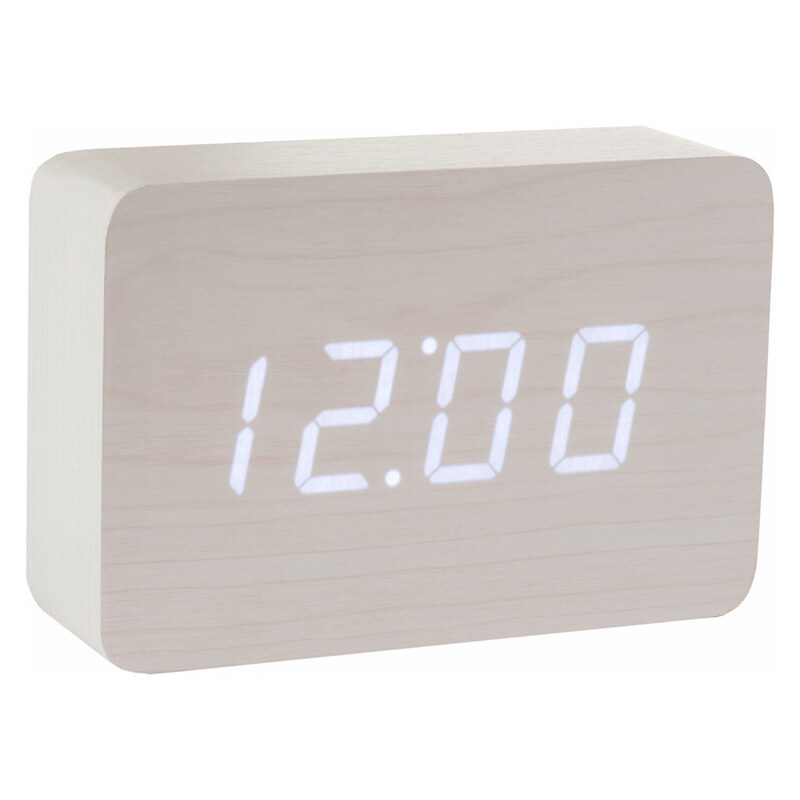 Bonami Bílý budík s bílým LED displejem Gingko Brick Click Clock