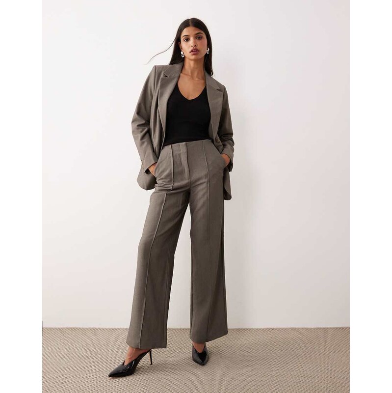YAS high waisted wide leg trouser co-ord in grey melange