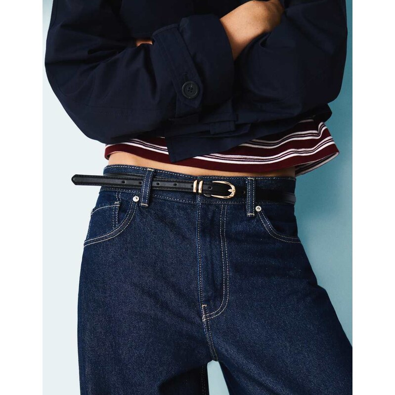 Bershka Leather effect belt with topstitching in black 108555769