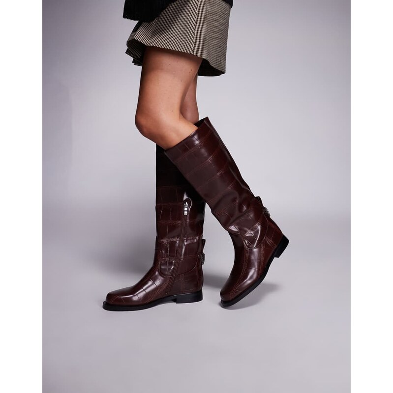 SIMMI Shoes Simmi London Bernie riding knee boots in burgundy