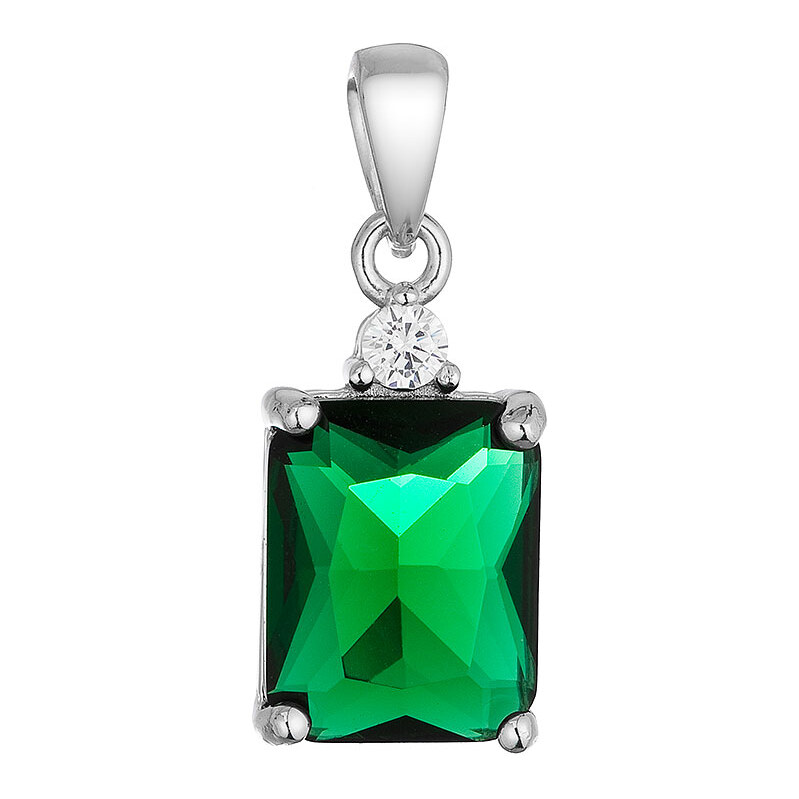 Stříbrný přívěsek zelený obdélníček 14072.3 green