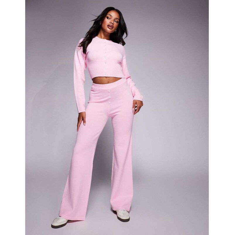 Aria Cove knitted boxer style button detail wide leg trouser co