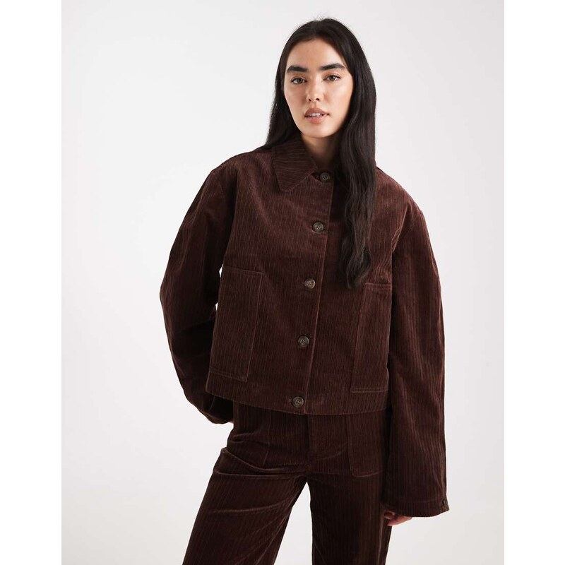 ASOS DESIGN cord jacket co-ord in brown