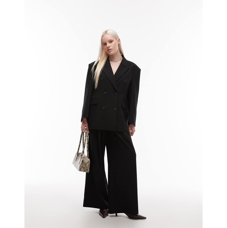 ASOS DESIGN tailored ultra wide leg trouser in black