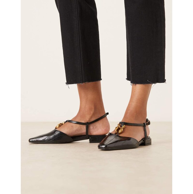 ASOS DESIGN Lockhart chisel toe trim detail slingback in black
