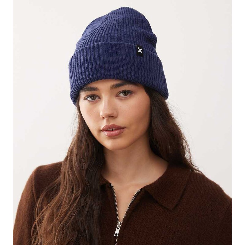 COLLUSION logo beanie in navy