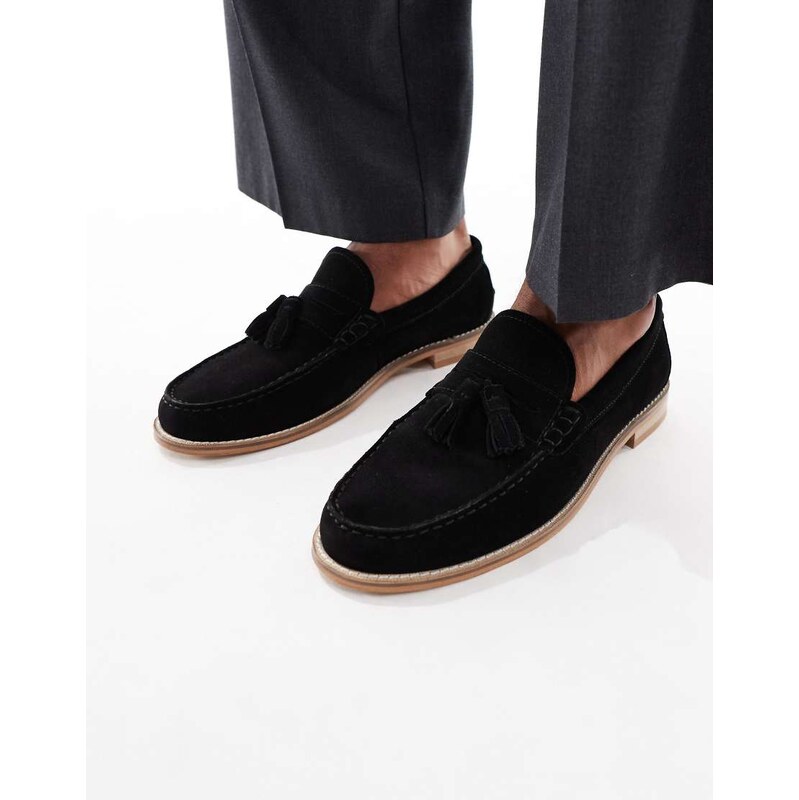 ASOS DESIGN loafers in black leather with tassel