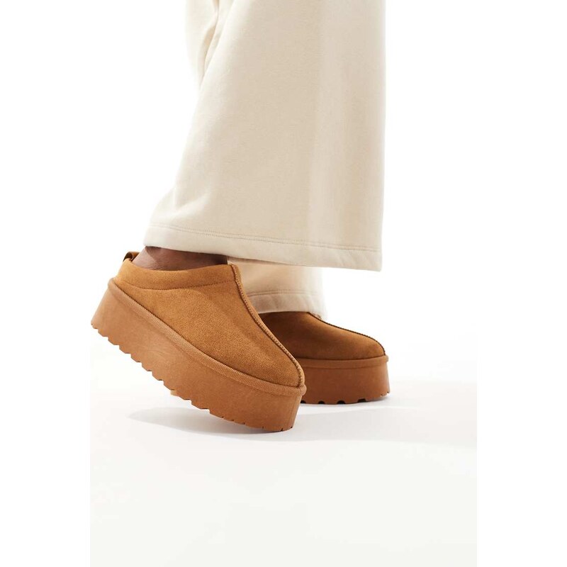 SEQWL slip on flatform mules in tan-Brown 108587504