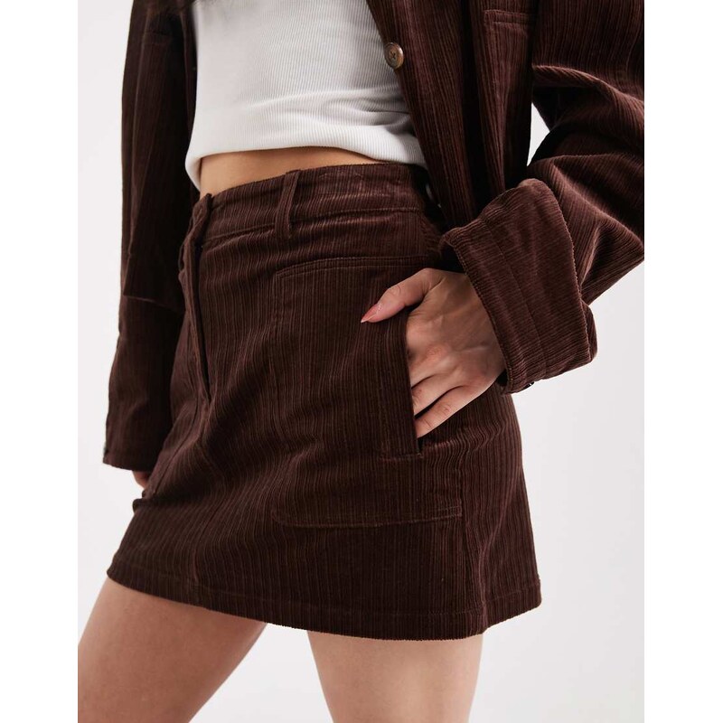 ASOS DESIGN cord mini skirt co-ord in brown