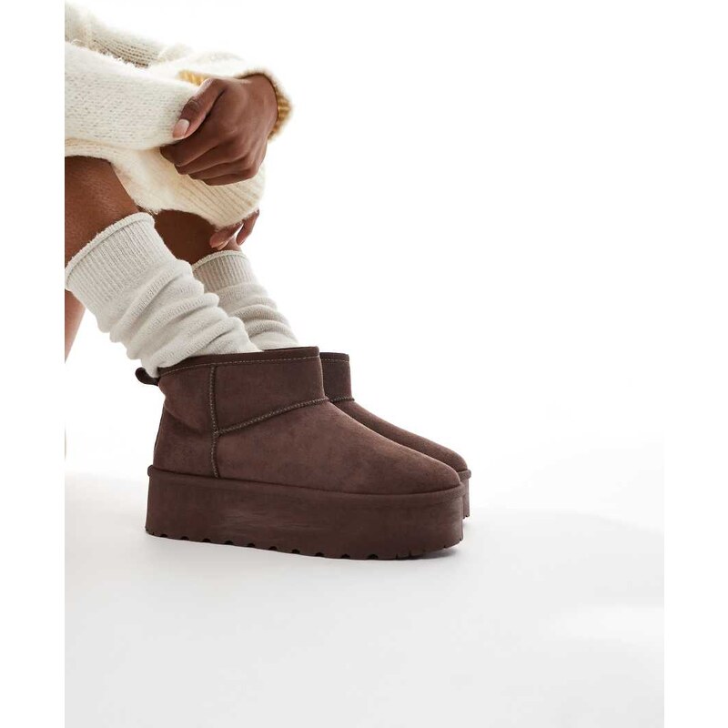 SEQWL mini flatform boots in chocolate-Brown 115513394