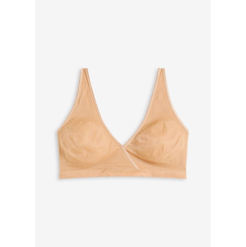 bonprix Podprsenkový top z třpytivého materiálu béžová Žena 24596014